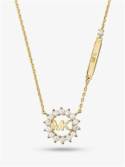 michael kors gold chain locket necklace|Michael Kors sterling silver necklace.